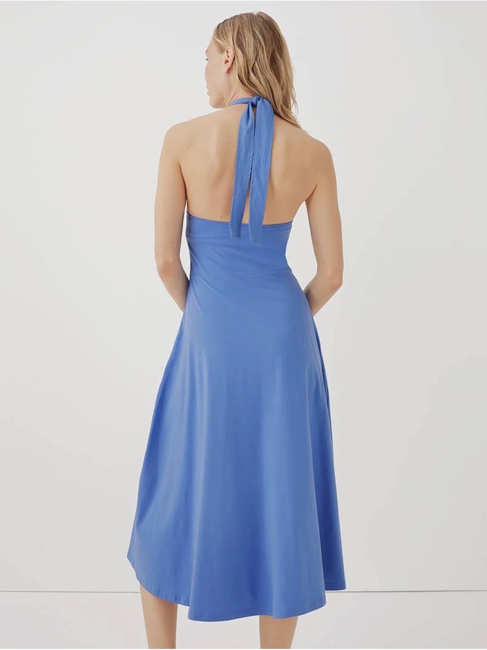 Pact Fit & Flare Modern Halter Dress Organic Cotton $80 Retail Medium